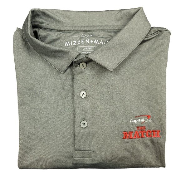 MIZZEN + MAIN Mens L Shirt Polo Performance Golf Gray Short Sleeve Capital One‎ - Picture 3 of 11